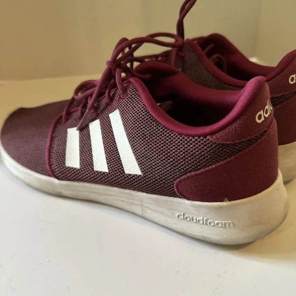 Adidas Womens US Size 9 Cloudfoam QT Racer BC0006 Red Maroon White Sneaker Shoes - Picture 4 of 8